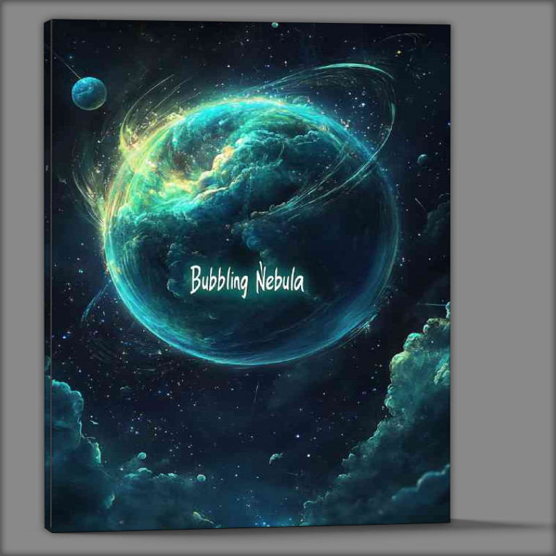 Buy Canvas : (Swirling blue and green nebulae text space series)
