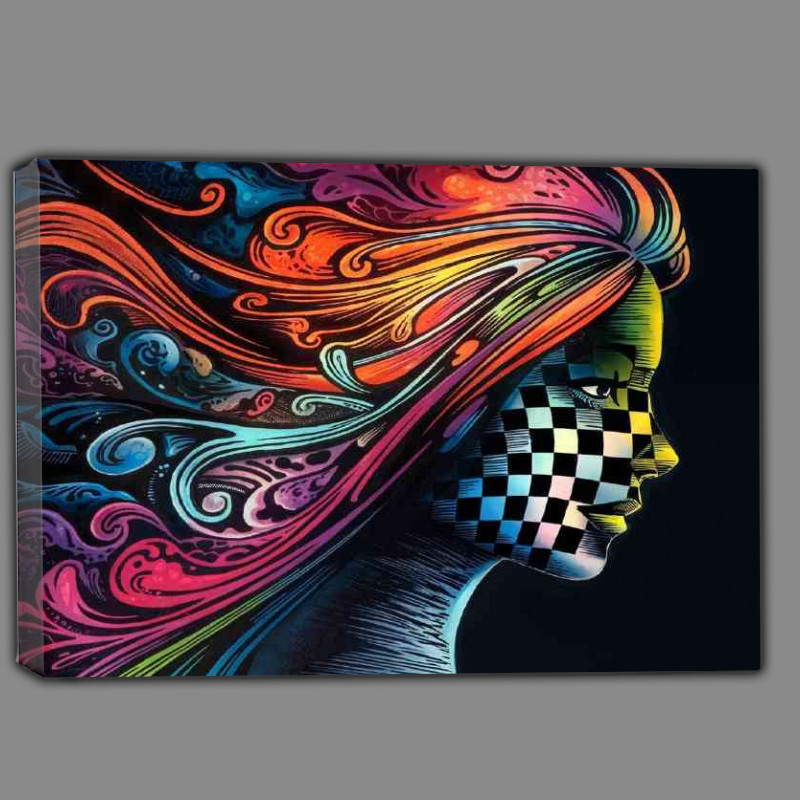 Buy Canvas : (Vibrant and intricate artwork lady face)