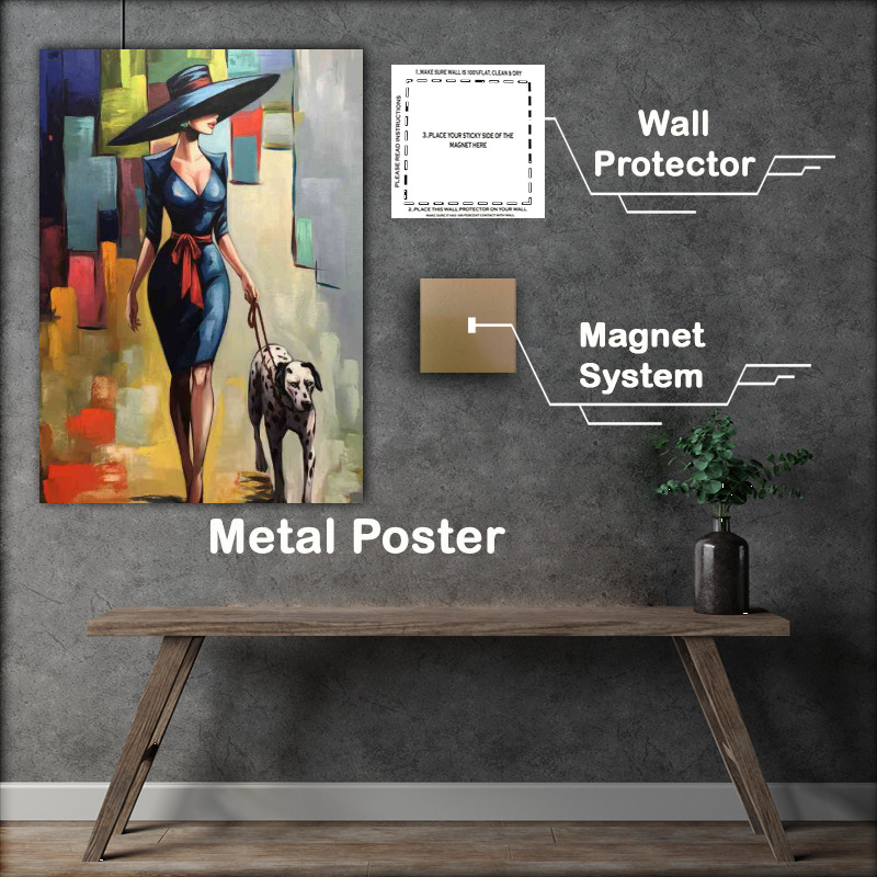 Buy Metal Poster : (Dressed in a stylish form fitting blue dress)