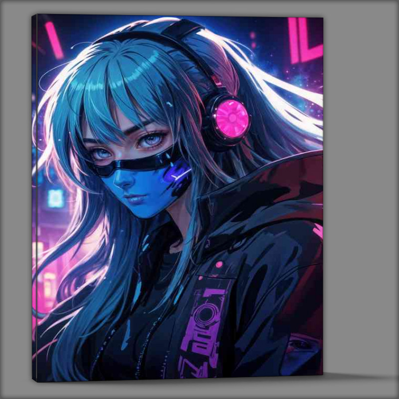 Buy Canvas : (Cyberpunk animae girl in gaming mode)
