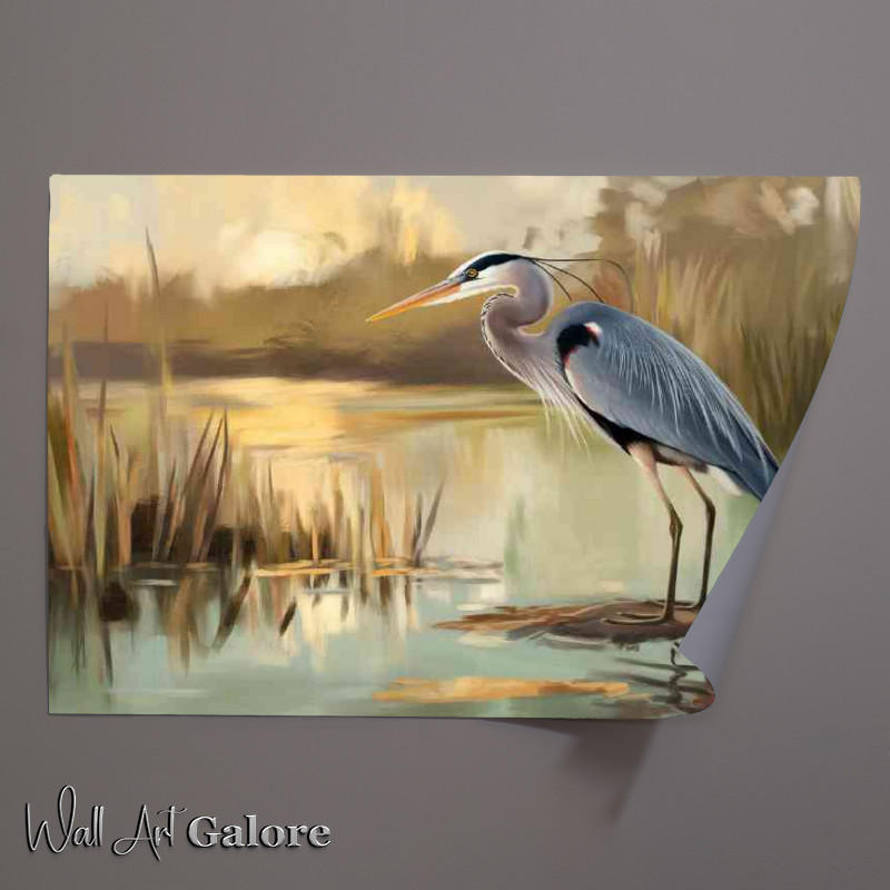 Buy Unframed Poster : (Wetlands and a heron bird)