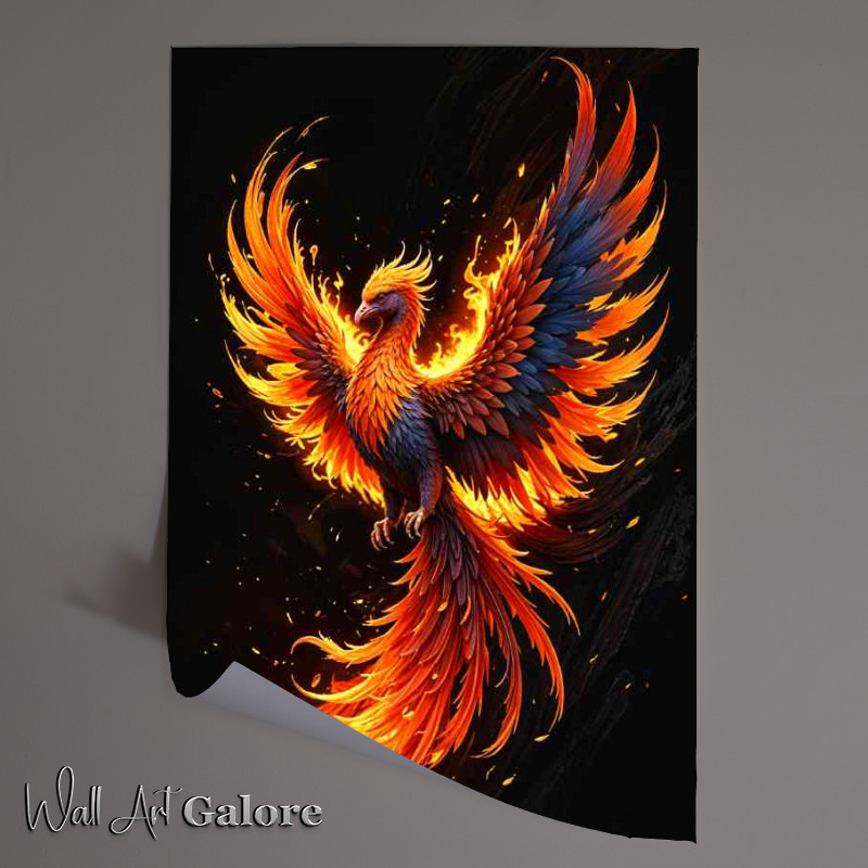 Buy Unframed Poster : (Fiery colourful phoenix in flight)