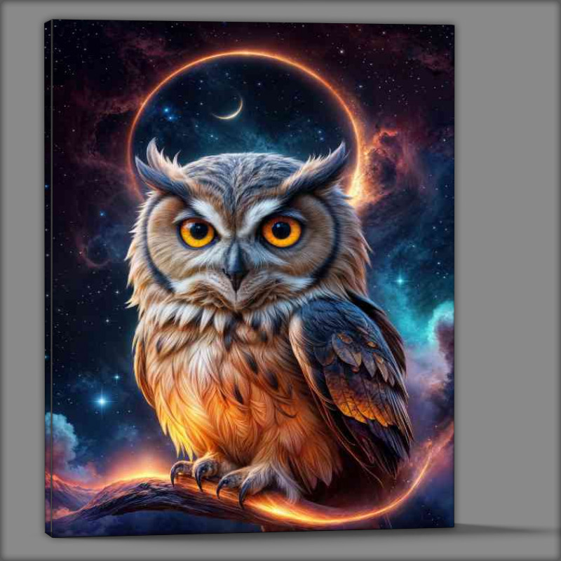 Buy Canvas : (Large magestic owl on a perch at night)