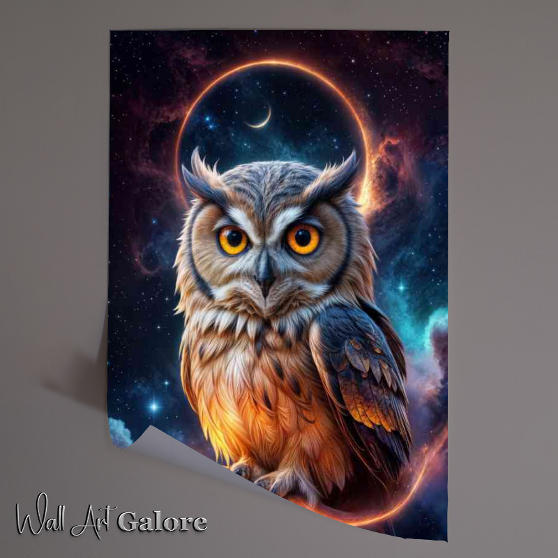 Buy Unframed Poster : (Large magestic owl on a perch at night)