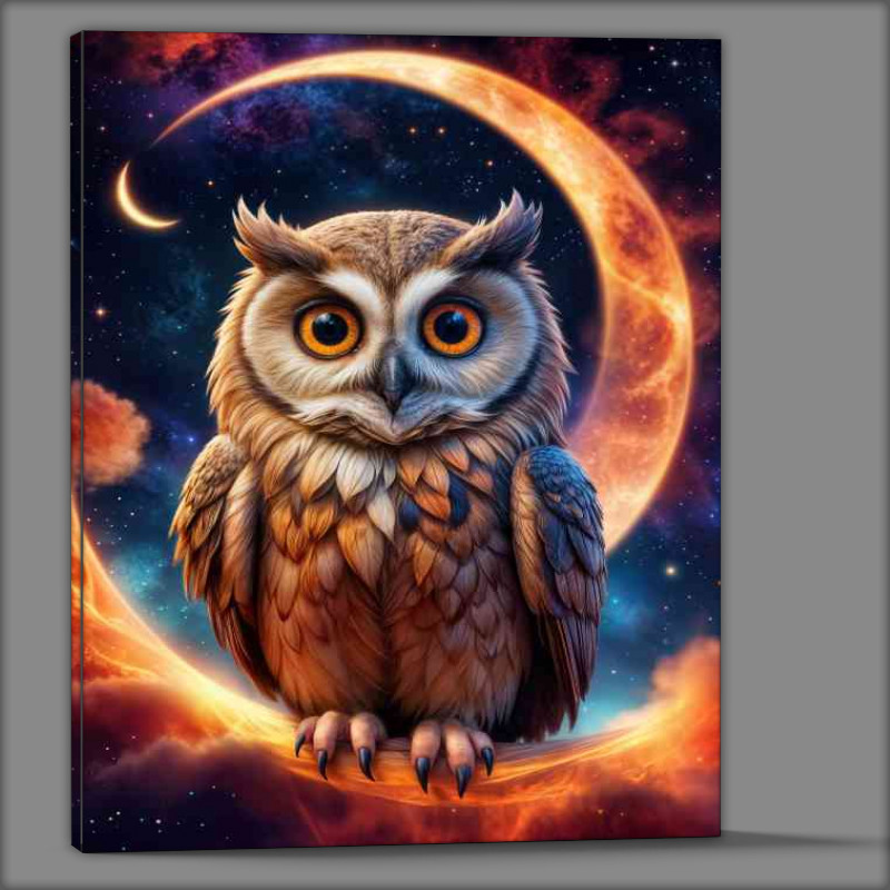 Buy Canvas : (cartoon style night owl on a glowing perch)