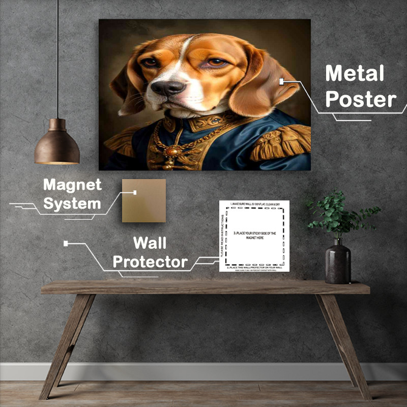 Buy Metal Poster : (Magestic beagle dog in surreal vintage attire)