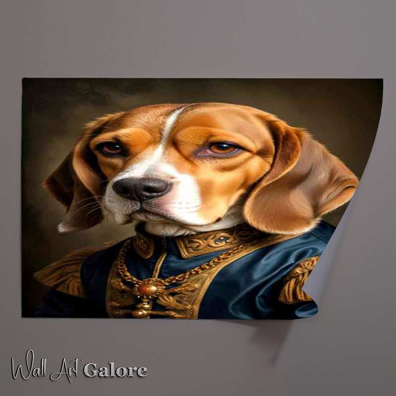 Buy Unframed Poster : (Magestic beagle dog in surreal vintage attire)