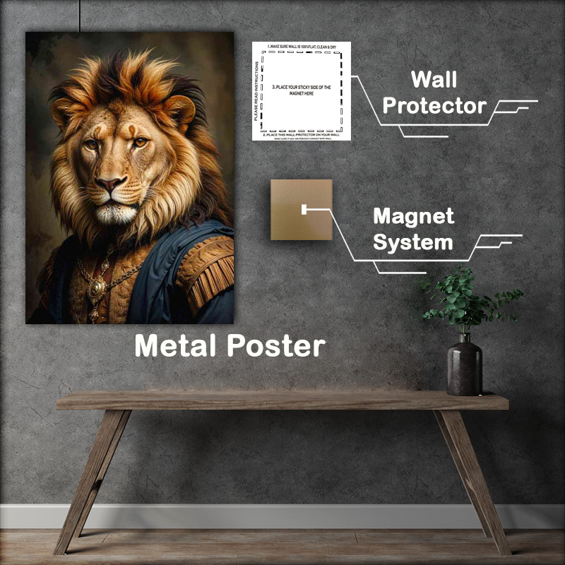 Buy Metal Poster : (Magestic lion with surreal attire)