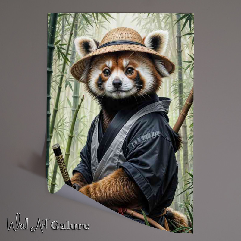 Buy Unframed Poster : (Red panda samurai in a bamboo forest)