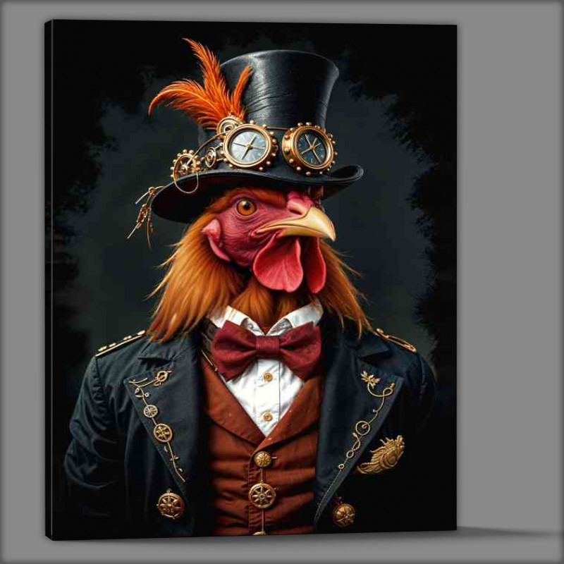 Buy Canvas : (Steampunk rooster in vintage attire)