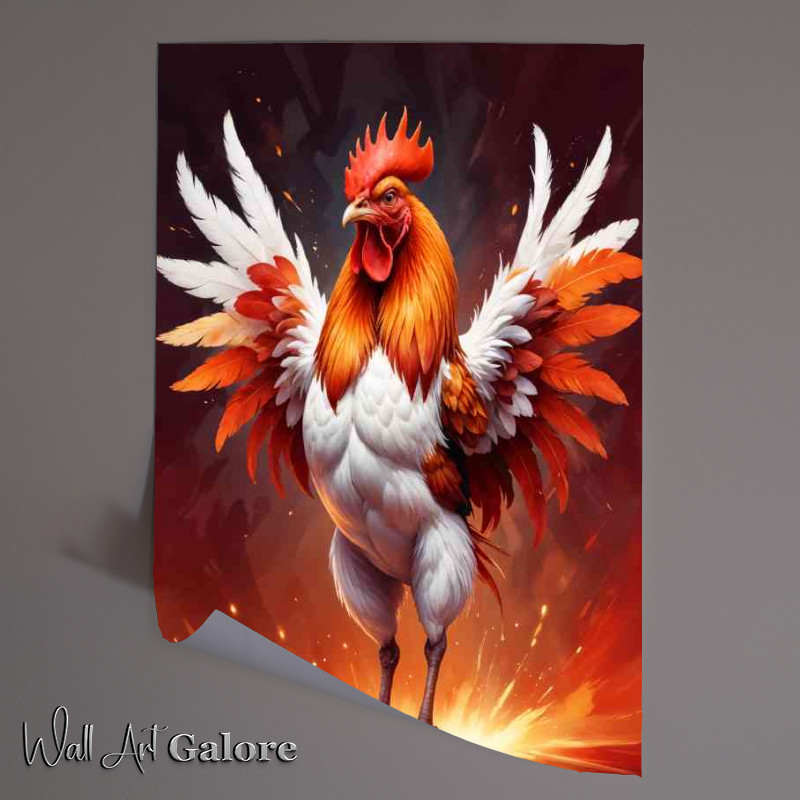 Buy Unframed Poster : (White rooster with some colour)