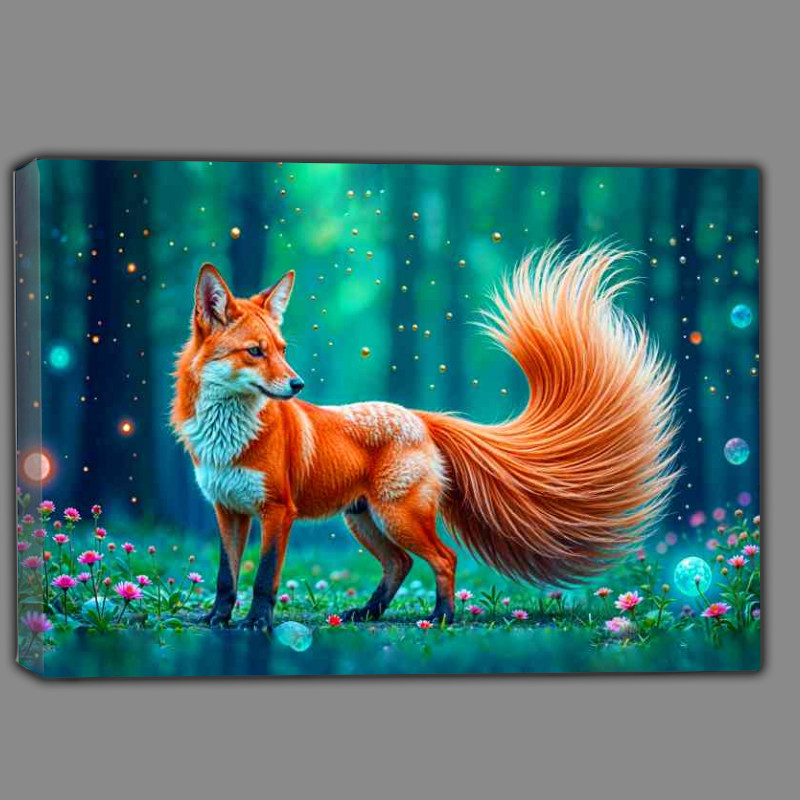 Buy Canvas : (Golden fox in the trees and woods)