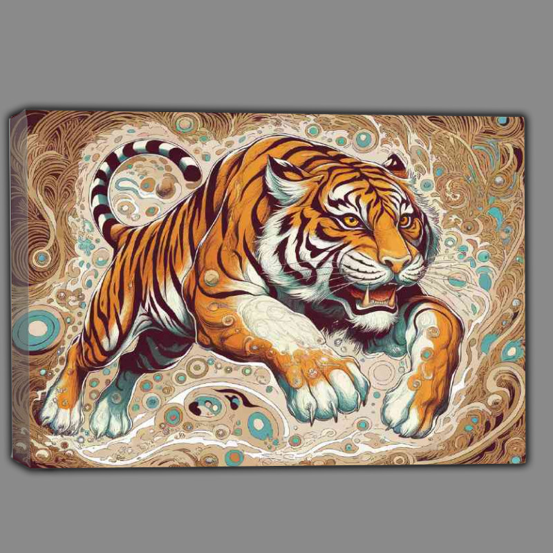 Buy Canvas : (Vibrantly illustrated tiger intricately designed)