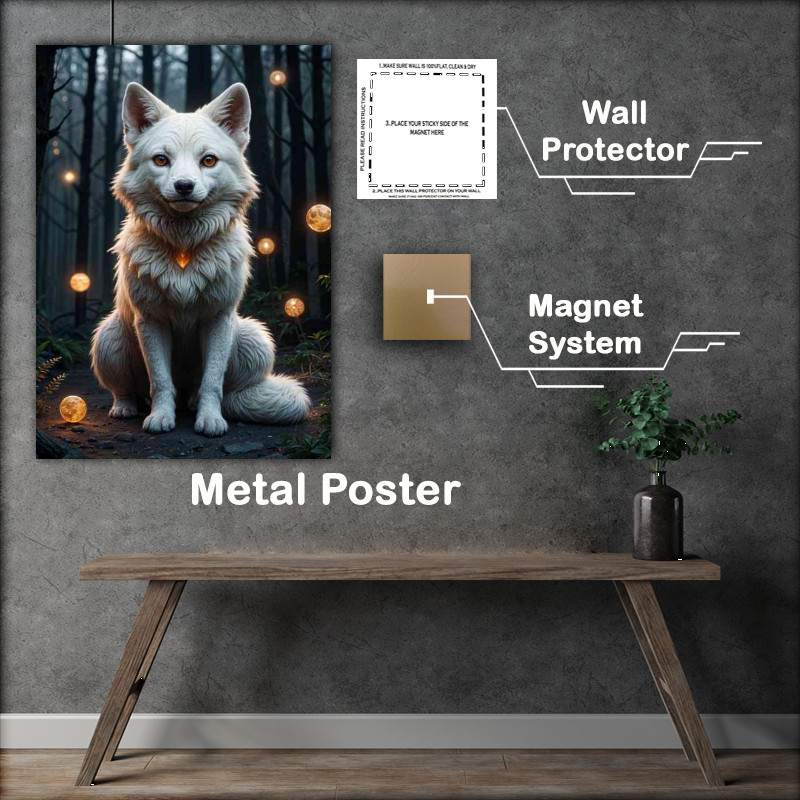 Buy Metal Poster : (Little white fox in the woodlands)