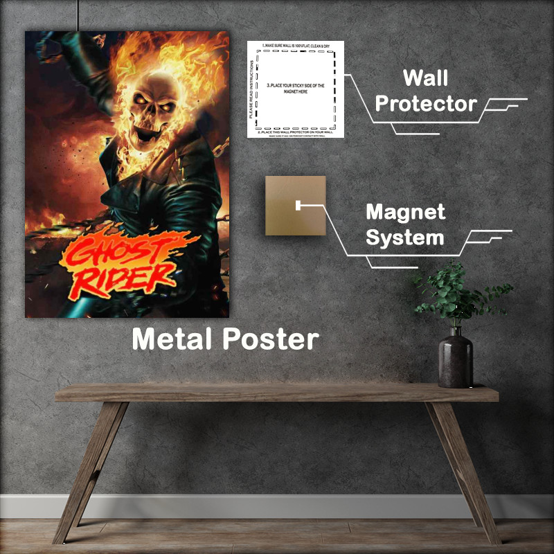 Buy Metal Poster : (Ghost Rider flames)