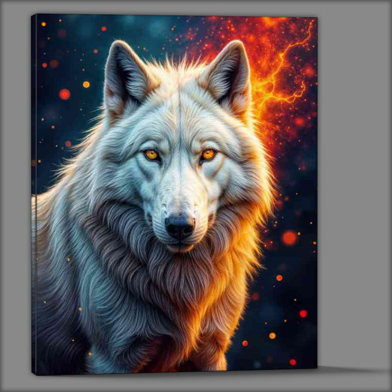 Buy Canvas : (The white wolf and firey night sky)