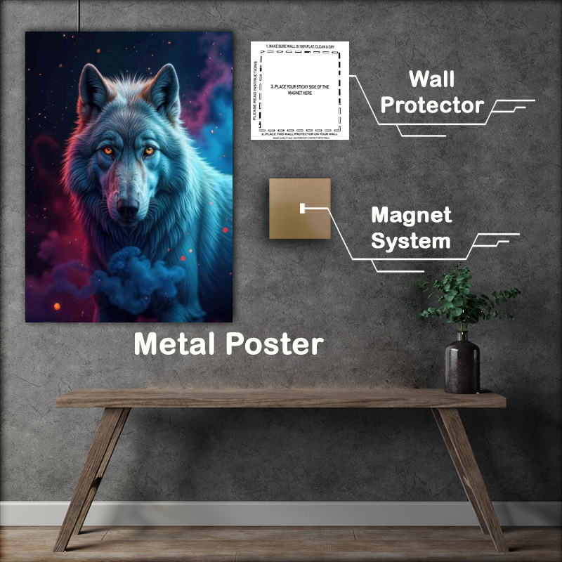 Buy Metal Poster : (White wolf in neon style)