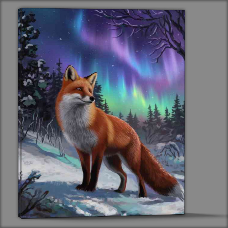 Buy Canvas : (Winter landscape with a fox standing)