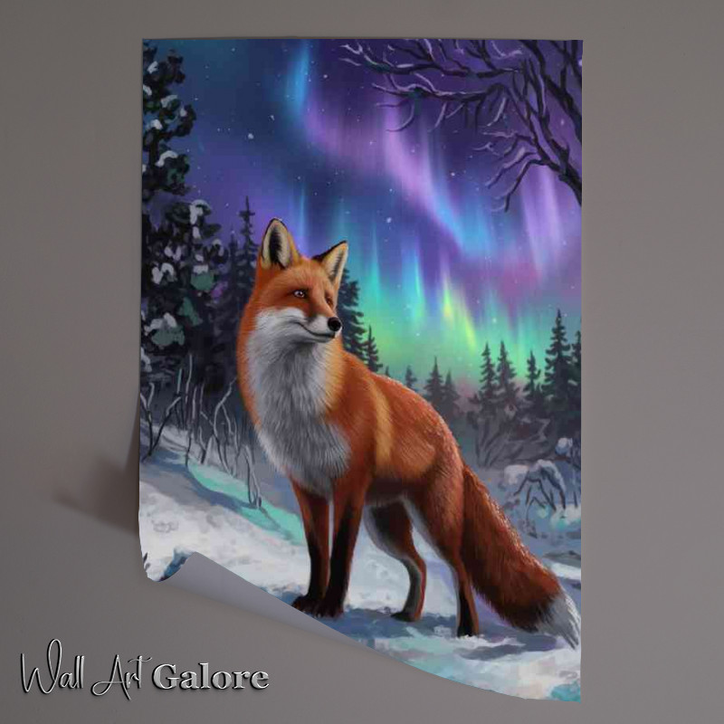 Buy Unframed Poster : (Winter landscape with a fox standing)