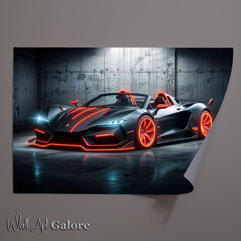 Buy Unframed Poster : (Ac Corbra 289 style neon red glowing)