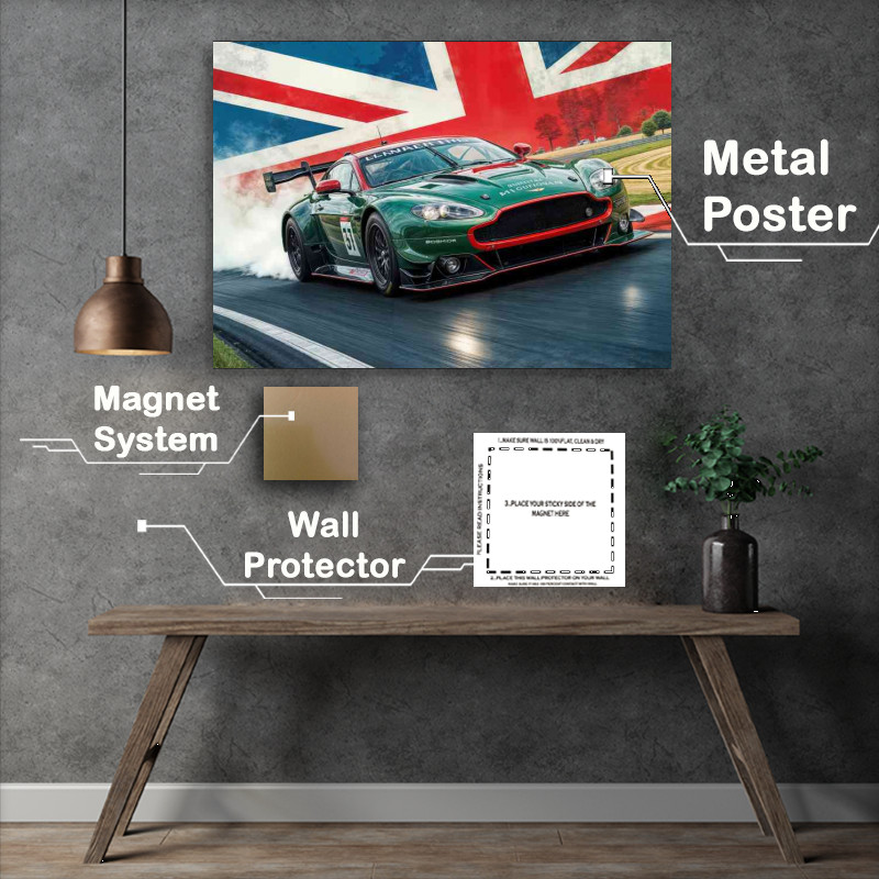Buy Metal Poster : (British racing at its very best green aston martin style)