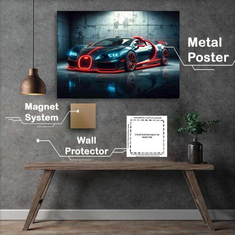 Buy Metal Poster : (Bugatti chiron tron style super sports car)
