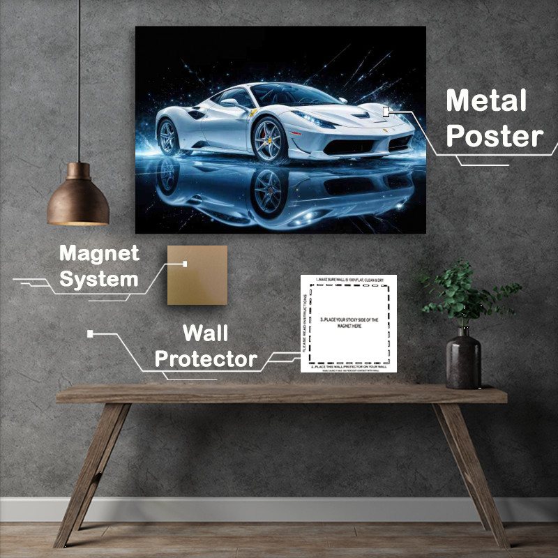 Buy Metal Poster : (Laferrari white light blue tones ferarri style super car)