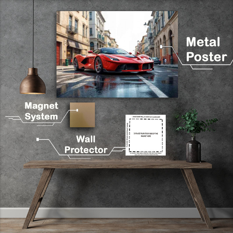 Buy Metal Poster : (Red ferrari laferrari style with doors)