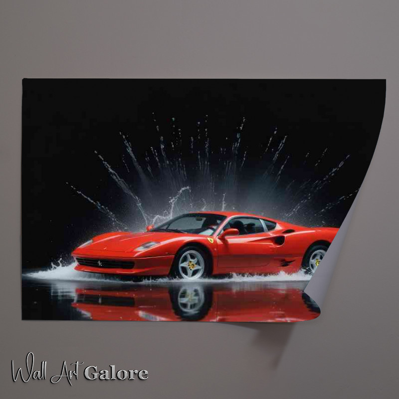 Buy Unframed Poster : (Red testrossa ferrari with splashed art)