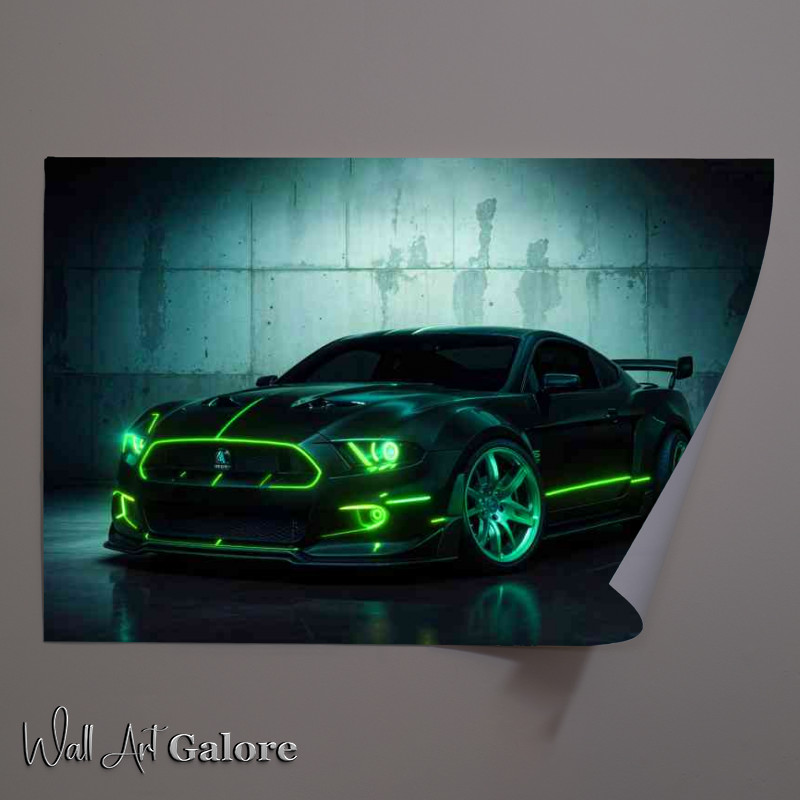 Buy Unframed Poster : (Shelby gt 500 neon green style Super car)