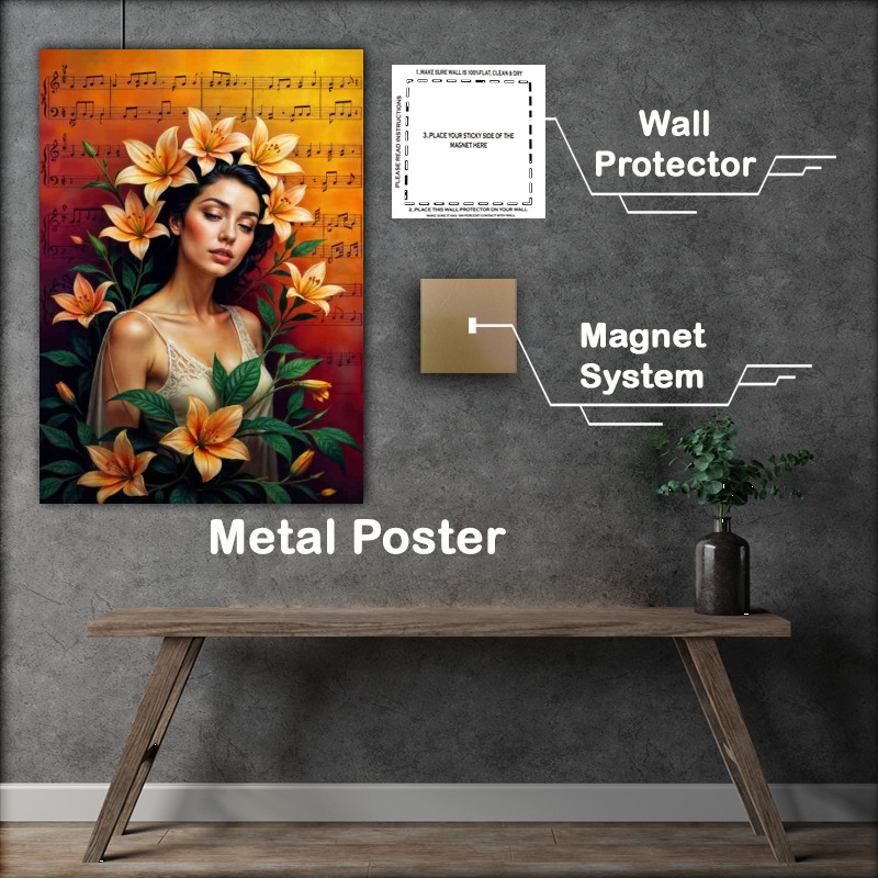 Buy Metal Poster : (Music and flowers)