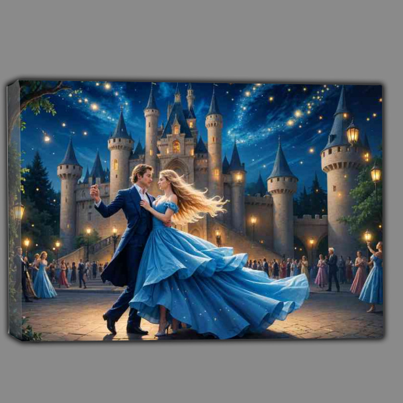 Buy Canvas : (Princess and prince dancing next to the castle)