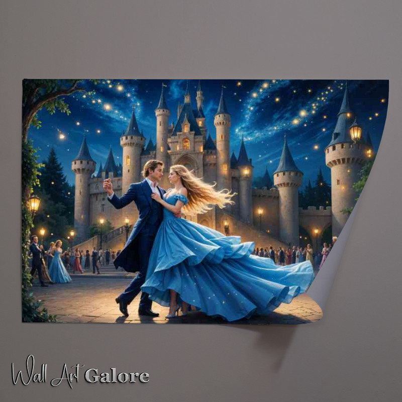 Buy Unframed Poster : (Princess and prince dancing next to the castle)