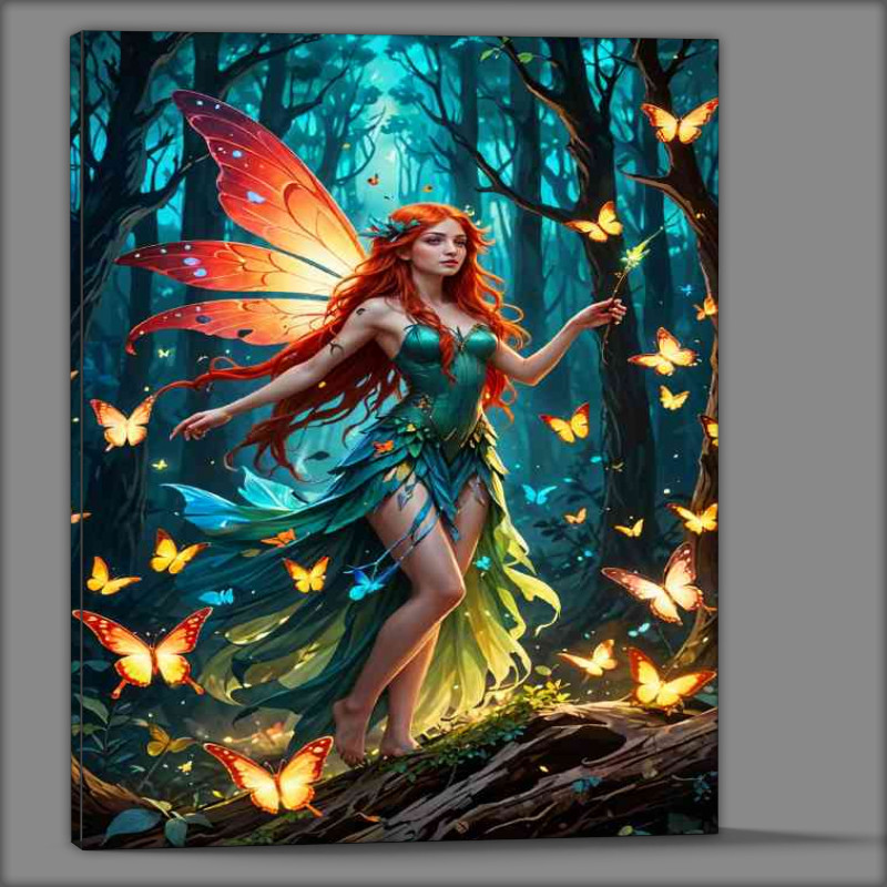 Buy Canvas : (Female fairy with butterflys magical with large colorful wings)