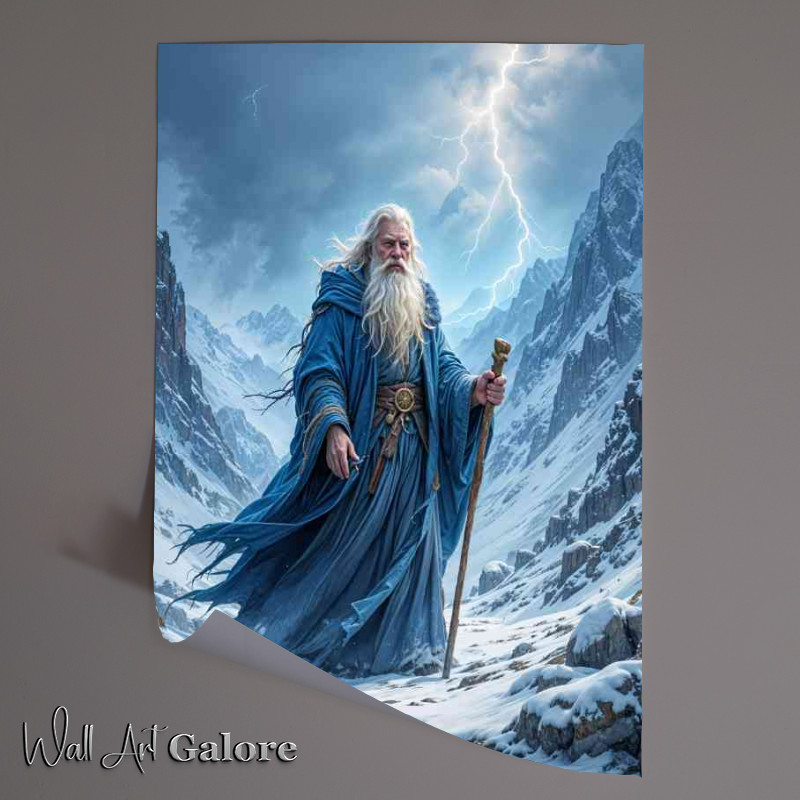 Buy Unframed Poster : (fantasy wizard with a long beard wearing a blue robe)