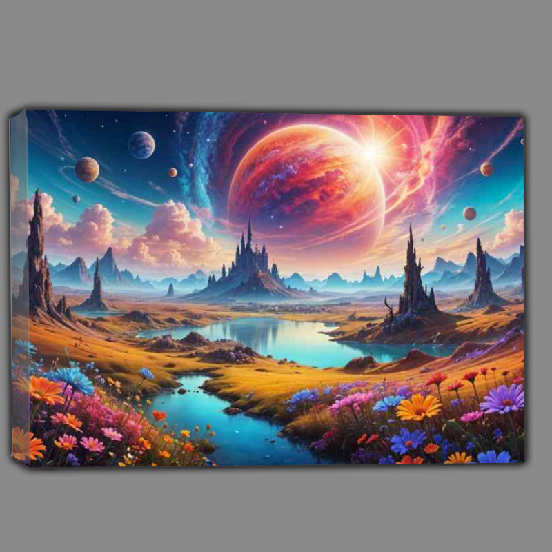 Buy Canvas : (Celestral skies surreal planet fantasy landscape)