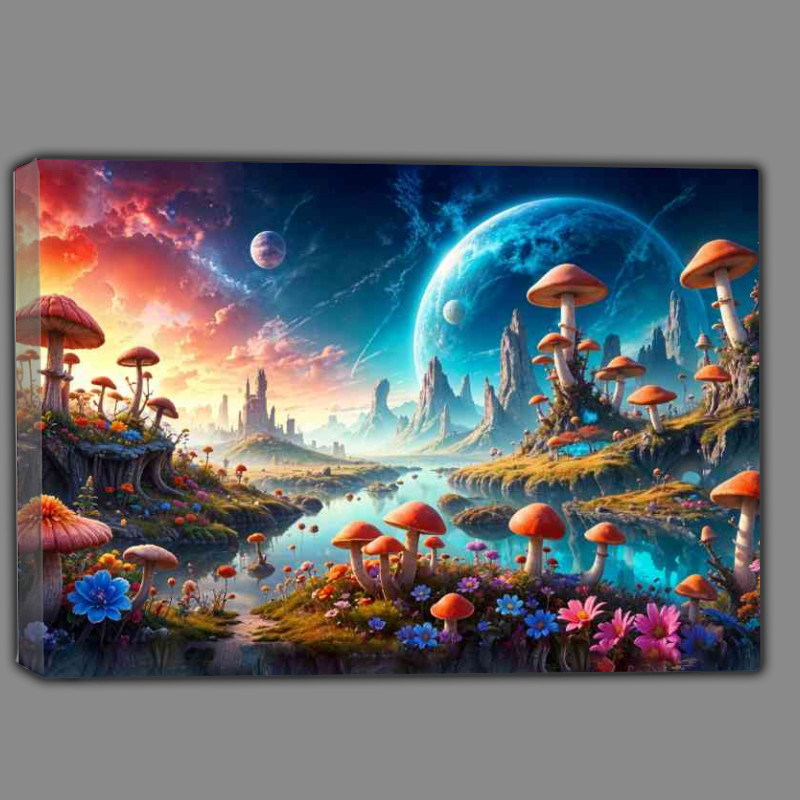 Buy Canvas : (The planet mushroom with multi colours fantasy)