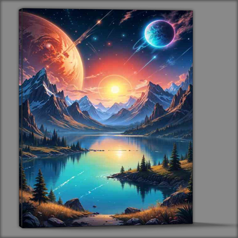 Buy Canvas : (Fantasy large glowing planet in the sky)