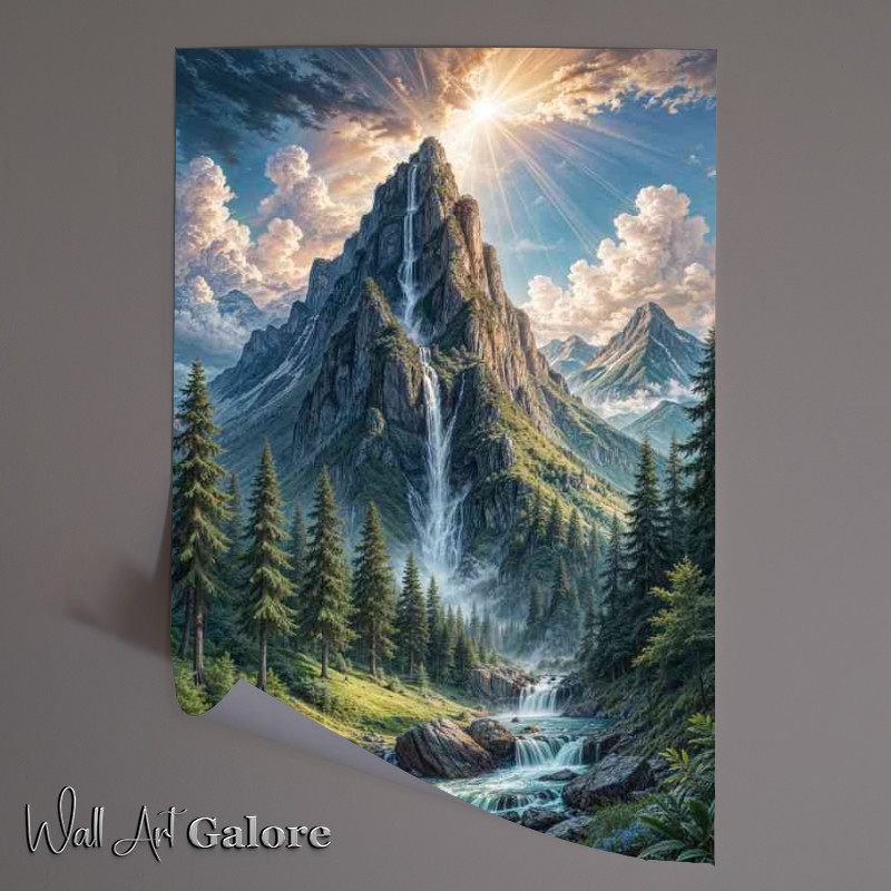 Buy Unframed Poster : (Majestic mountain peak rising into a dramatic sky)