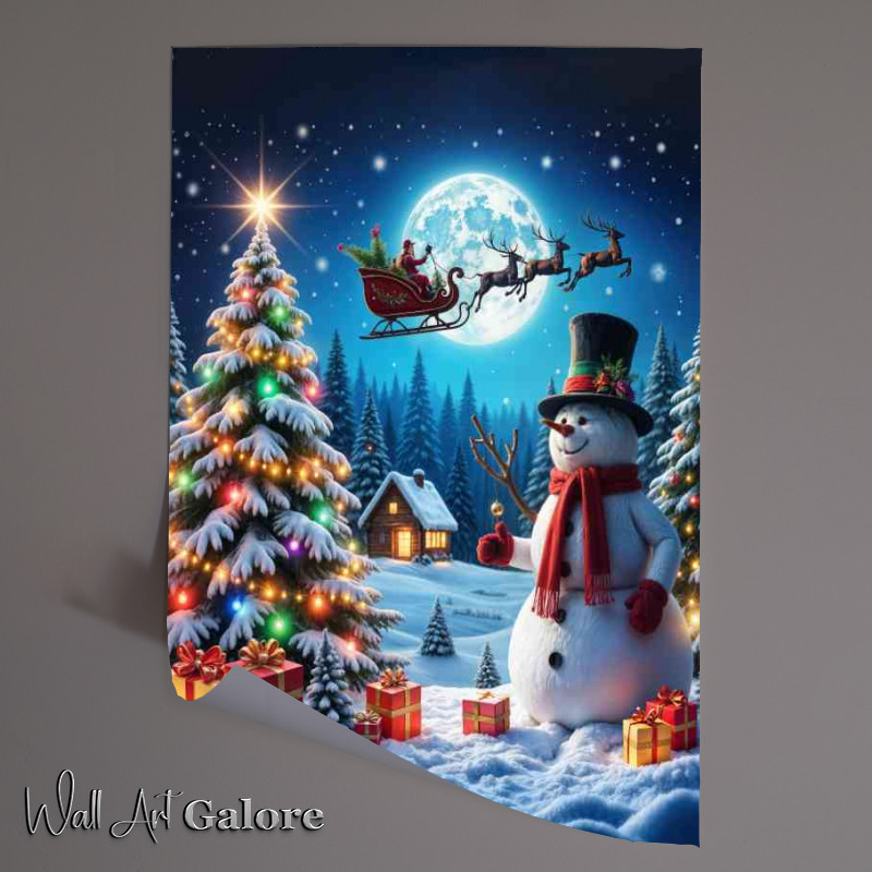Buy Unframed Poster : (The snowman and presents under the tree)