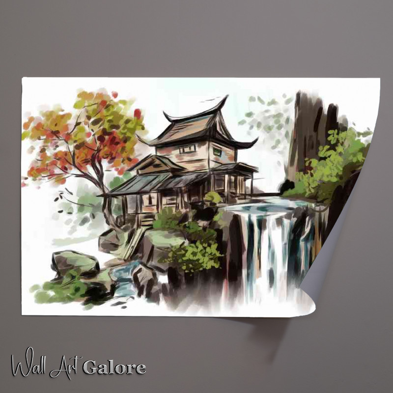 Buy Unframed Poster : (Picturesque scene of a traditional asian style house)