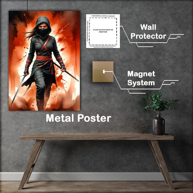 Buy Metal Poster : (Dramatic ninja warrior lady)
