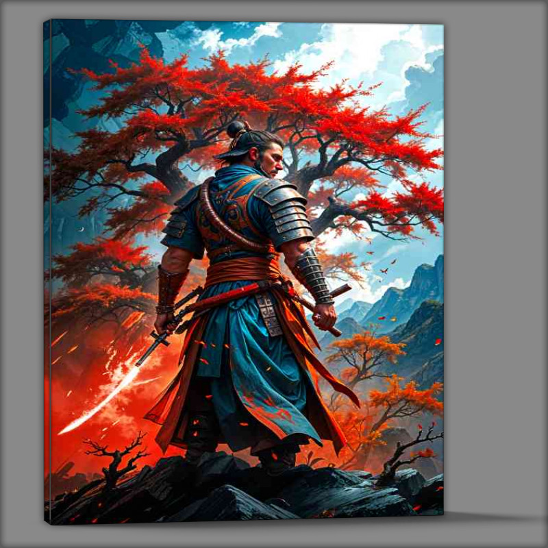 Buy Canvas : (Samurai warrior wearing dark armor and a red robe)