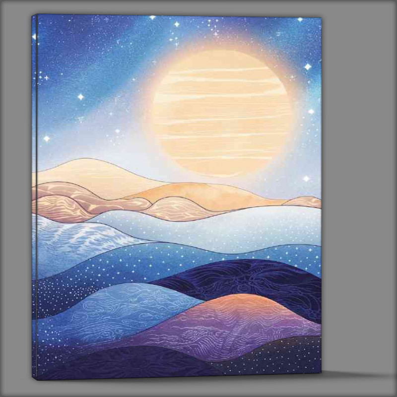 Buy Canvas : (Ethereal landscape with a vast star and mountain range)