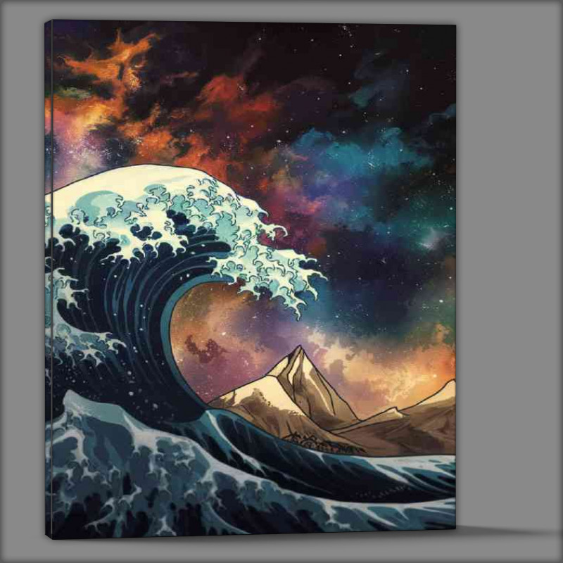 Buy Canvas : (Mesmerizing cosmic scene with giant waves)