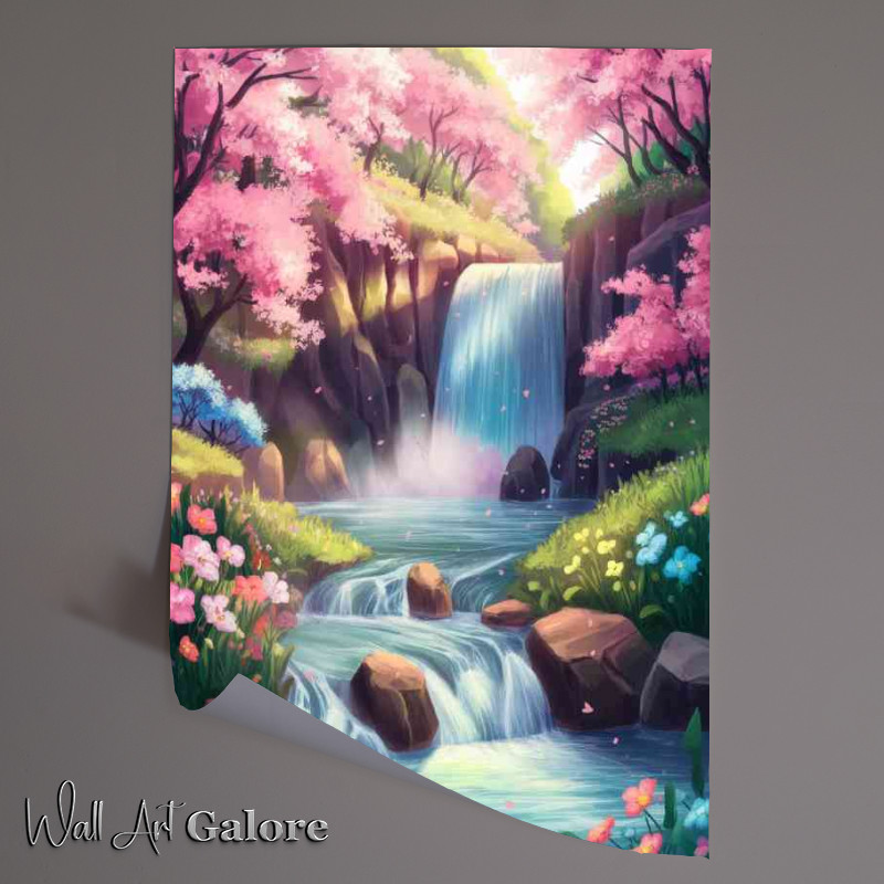 Buy Unframed Poster : (Picturesque landscape cascading waterfall)
