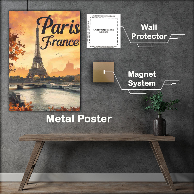Buy Metal Poster : (Picturesque view of paris france dominating)