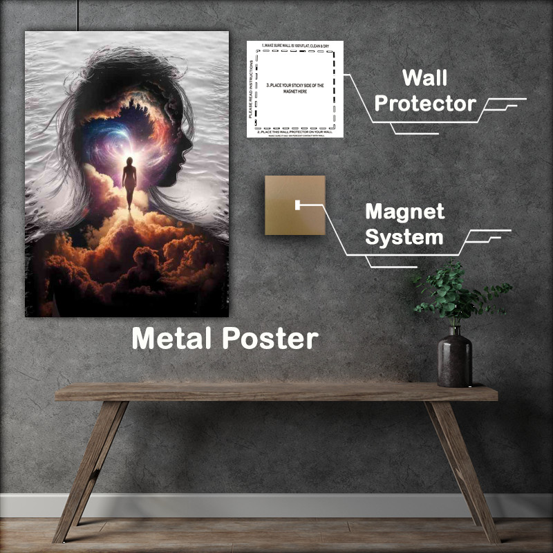 Buy Metal Poster : (Surrealistic representation of a woman s silhouette)