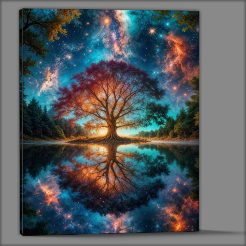Buy Canvas : (Dreamy majestic tree with waater reflection)