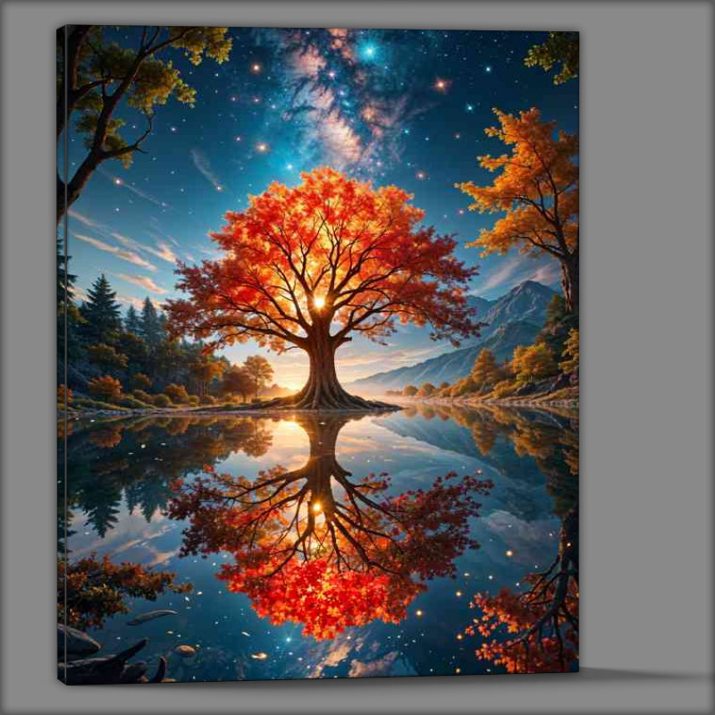 Buy Canvas : (Large vibrant tree with waater reflections detailed)